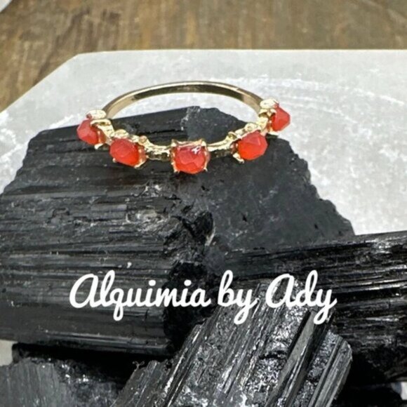 Super dainty charry quartz gold ring band - Picture 2 of 3